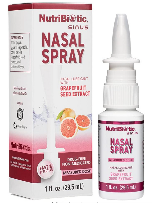 NutriBiotic Nasal Spray 1 Fl Oz , Nasal Lubricant with Grapefruit Seed Extract & Sodium Chloride