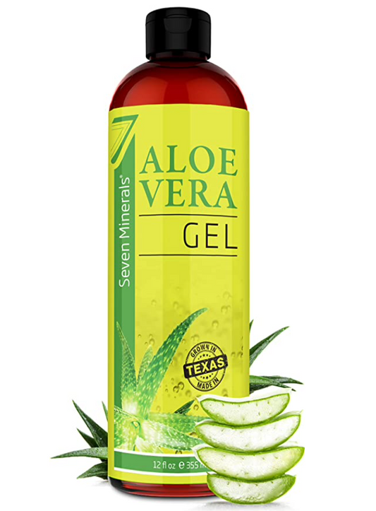 Seven Minerals Organic Aloe Vera Gel from freshly cut 100% Pure Aloe - Big 12oz